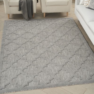 Silver Grey Trellis Synthetic 4' x 6' Easy-Care Area Rug