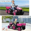 12V Kids Ride On Tractor w/Remote, 7Ah Battery, Dual 35W Motors, Detachable Trailer, LED Lights, Music, Safety Belt - 3 of 4