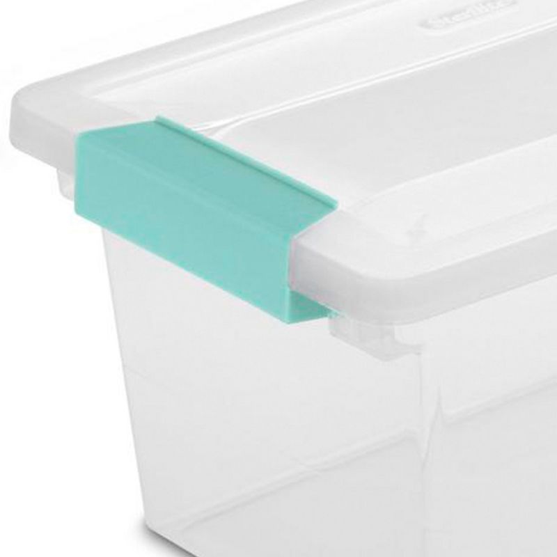 Sterilite Medium Stackable Clear Plastic Storage Tote Container with Clear Latching Lid & Green Clips for Home & Office Organization, 2 of 7
