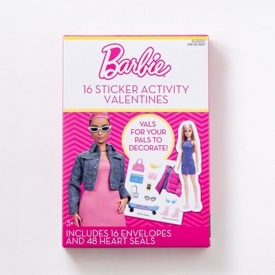 Paper Magic 16ct Barbie Sticker Activity Valentine's Day Exchange Cards