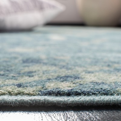 Handmade Turquoise Multi Abstract Viscose Rectangular Rug
