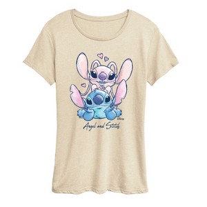 Women's - Disney Jr - Angel And Stitch Short Sleeve Graphic T-Shirt - 1 of 4