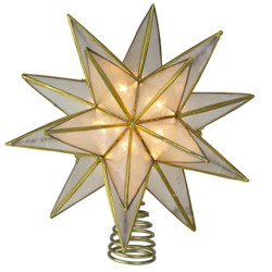 Kurt Adler 9-inch 10-light 8-point Gold Capiz Star Treetop : Target
