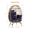 Grid Style Wicker Weaving Patio Egg Chair With Natural Color Rattan And Cushion,Basket Shape Egg Chair With Metal Legs -Maison Boucle - 3 of 4