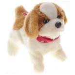 Insten Cute Barking Dog Toy, Somersault Puppy Toys Can Sit, Walk, And Flip, White and Brown