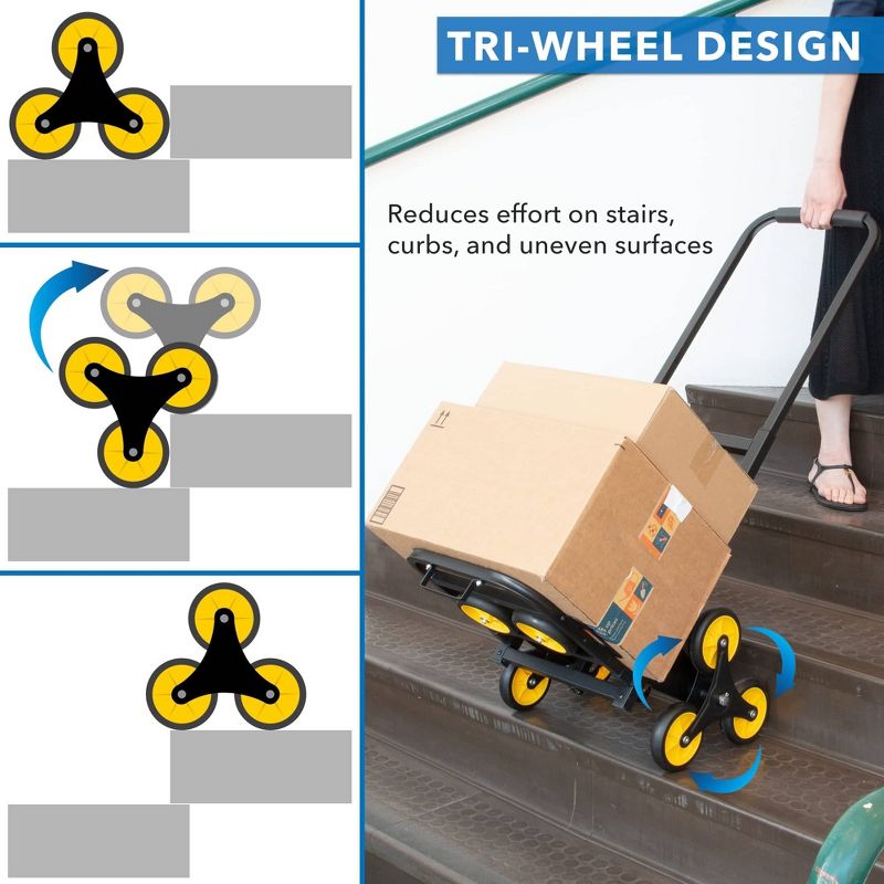 Mount-It! Stair Climbing Dolly, 3 Wheel Stair Climbing Cart, Easily Lift Items Up to 330 Pounds , 3 of 9