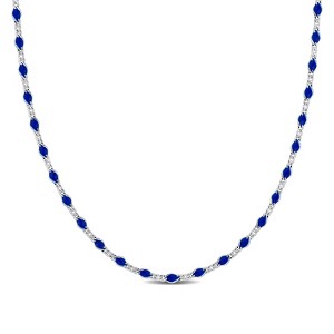 EVERLY JEWELRY | Sterling Silver Blue Enamel Bead Necklace - 18 in - 1 of 4