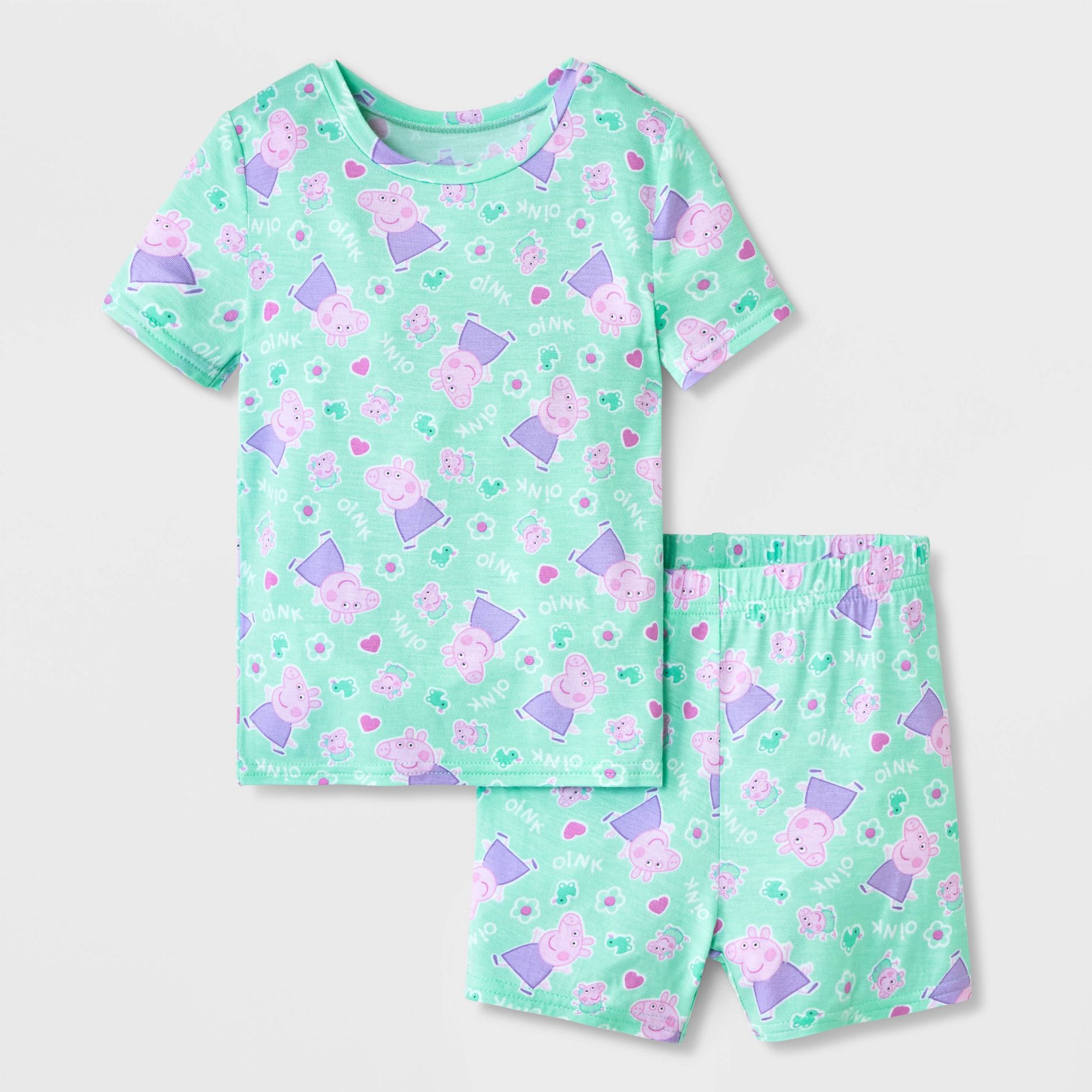Toddler Girls' 2pc Peppa Pig Viscose Pajama Set - Mint Green