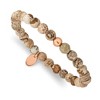 Chisel Stainless Steel Polished Rose IP-plated 6mm Brown Jasper Beaded Stretch Bracelet - 2 of 4