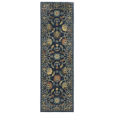 Oriental Weavers Francesca FR03F Blue/Gold Indoor Area Rug - 2'3" x 7'6"