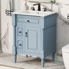 Gulches 24 in 18 in Undermount Rectangular Bathroom Sink in Gray Blue Solid Rubberwood MDF Ceramic with 3 Drawers Adjustable Shelf Metal Handles - 3 of 4