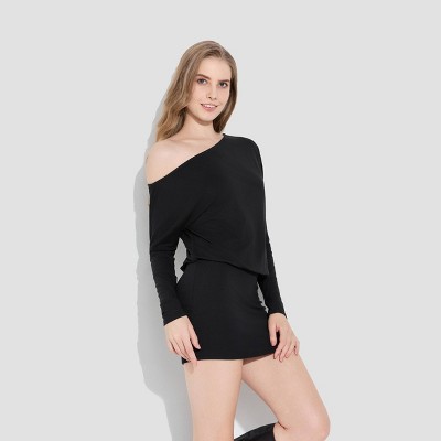 Женские платья Wild Fable Women's Long Sleeve Knit Mini Bodycon Dress - Wild Fable™ Black XL — фото 4