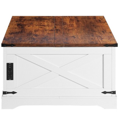 NicBex Square Lift Top Coffee Table with 2 USB Ports and Outlets for Living Room,Bedroom,White
