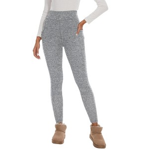 Women's Winter Warm Thermal Tights Leggings High Waisted Yoga Pants with Pockets - 1 of 4
