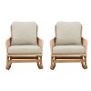 Elegant Wicker Rocking Chair with Cushions, Wooden Glider Rocker Recliner w/ Rattan Armrest Perfect for Indoor and Outdoor Use - ModernLuxe - 2 of 4