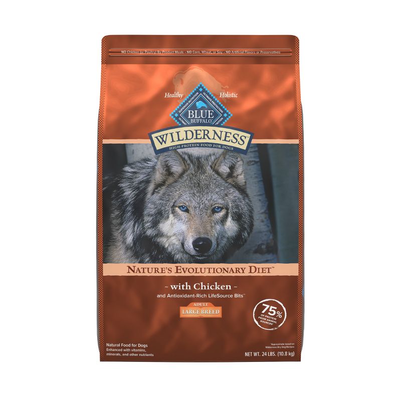 Blue Buffalo Wilderness High Protein Natural Large Breed Adult Dry Dog Food with Chicken Flavor - 24lbs, 1 of 13