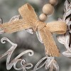 6.25"H Sullivans Wood Wreath Ornament - Set of 2  White Christmas Ornaments - 2 of 2