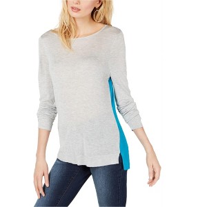 I.N.C International Concepts Womens Colorblocked Pullover Sweater, Grey, Small - 1 of 1