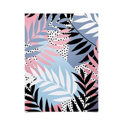 18"x24" Emanuela Carratoni Palms And Polka Dots Unframed Wall Poster Print Blue - Deny Designs