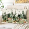 Christmas Winter Pillow Covers 18x18 Inch Set of 2 Xmas Trees Reindeer Decorative Throw Pillow Cover Watercolor - 4 of 4