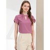 Allegra K Women's Stand Collar Petal Sleeve Keyhole Neck Elegant Work Office Blouse Top - 2 of 4