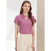 Allegra K Women's Stand Collar Petal Sleeve Keyhole Neck Elegant Work Office Blouse Top - image 2 of 4