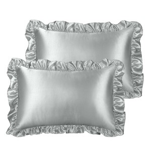 PiccoCasa Satin Retro Luxury Silky with Ruffle Envelope Closure Pillowcases 2 Pcs - 1 of 4