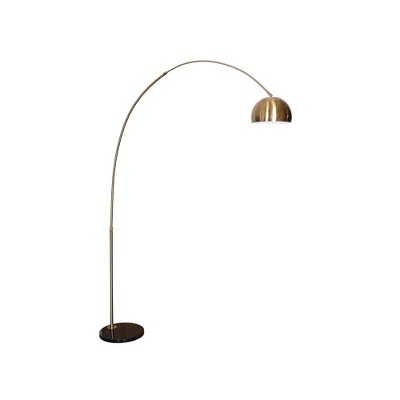 LeisureMod Arched Floor Lamp with a Black Round Marble Base and Metal Lamp Shade Arco Collection