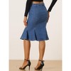 INSPIRE CHIC Women's High Waist Bodycon Ruffles Side Pockets Fishtail Midi Jean Skirt - 3 of 4