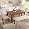 Wood Dining Table Set with Bench for 6, 6 Pieces Rectangle Kitchen Set with 4 Upholstered Chairs for Dining Room - 3 of 4