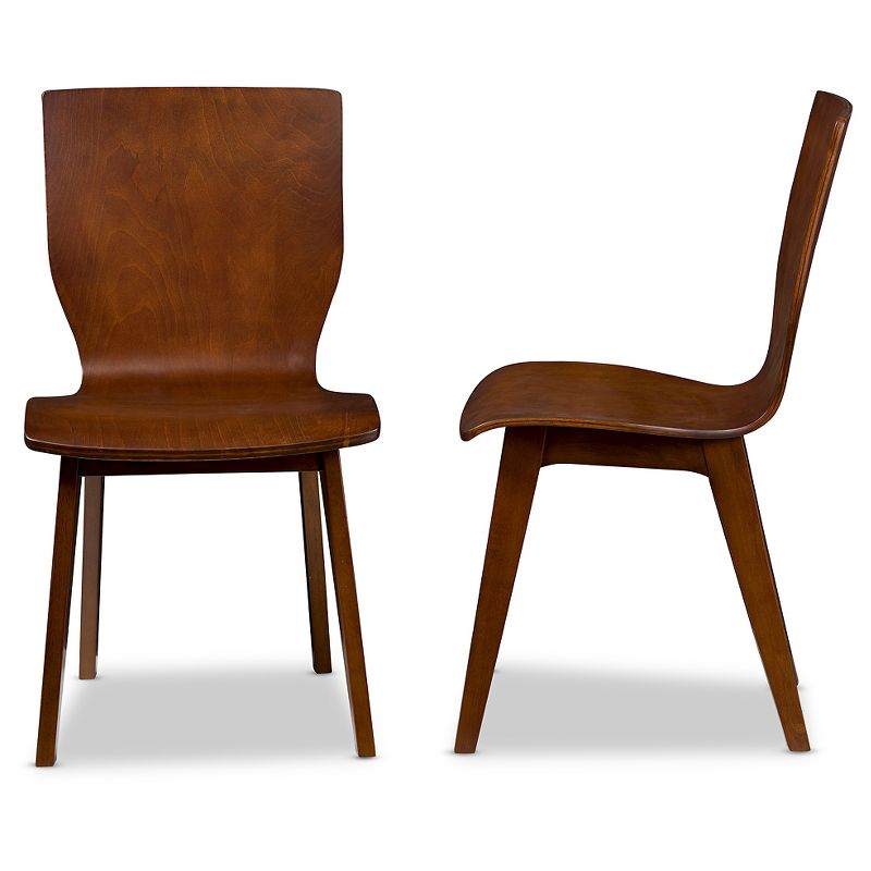 Set of 2 Elsa Mid-century Modern Scandinavian Style Dark Walnut Bent Wood Dining Chairs - Baxton Studio, 3 of 6