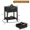 Gikpal Fluted Nightstand, Bedside Tables with Charging Station, Boho Side Tables with Drawer & Open Compartment for Bedroom - 2 of 4