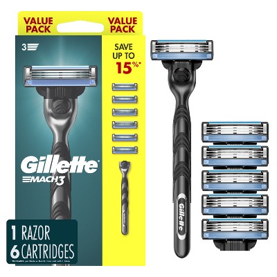 Gillette Mach3 Value Pack Razor - Handle + 6 Blade Refills