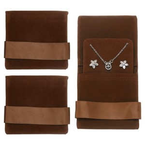 Unique Bargains Velvet Storage Ring Necklace Jewelry Pouches with Insert Pad 3.5" x 3.3" 3 Pcs - 1 of 4