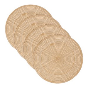 Unique Bargains Woven Braided Washable Decorative Round Placemat 4 Pcs - 1 of 4