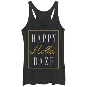 Women's CHIN UP Christmas Happy Holla Days Box Racerback Tank Top - 1 of 3