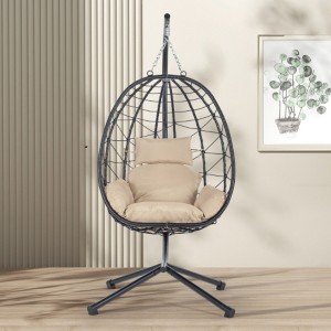 Egg Chair with Stand Indoor Outdoor Swing Chair Patio Wicker Hanging Egg Chair Hanging Basket Chair Hammock Chair - 1 of 4