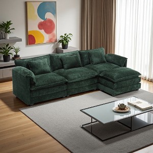 112" Modern L-Shaped Sectional Sofa with Movable Pedals & Detachable Armrests - 1 of 4