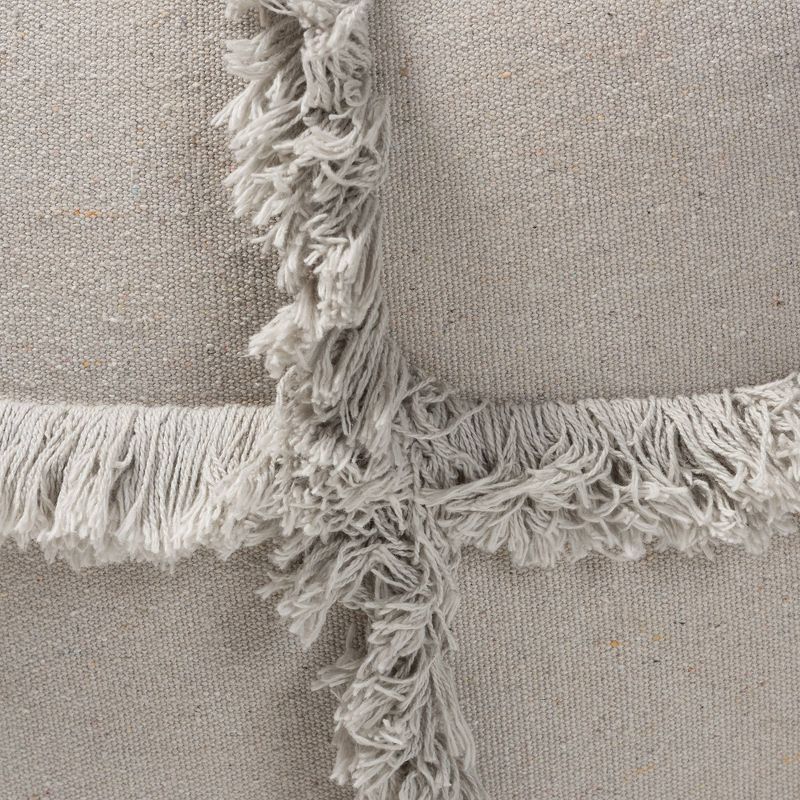  Alfro Handwoven Cotton Fringe Pouf Ottoman  - Baxton Studio, 6 of 8