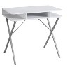 Vynxaria Modern 31" White Laminate Computer Desk with Grey Metal Frame Storage Shelves for Home Office Laptop Work - 3 of 4