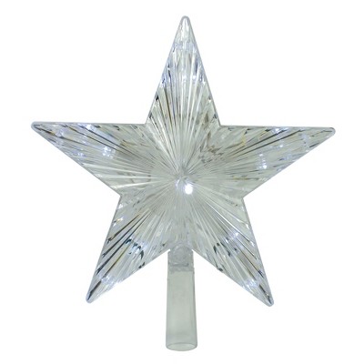 J. Hofert Co 9.5" Lighted Clear Mini 5 Point Star Christmas Tree Topper - Clear LED Lights