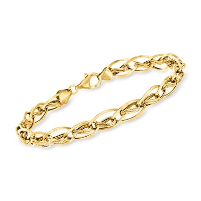 Ross-Simons 14kt Yellow Gold Oval and Double-Twist Link Bracelet Size 8