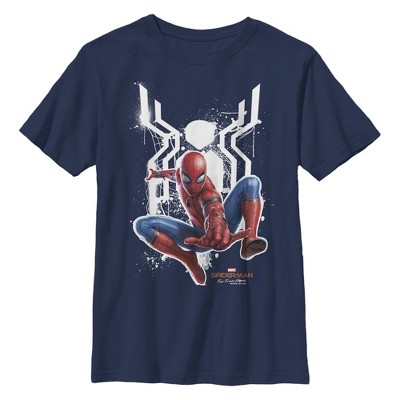 Boy's Marvel: Spider-Man: Far From Home Logo Splatter  T-Shirt - Navy Blue - Small