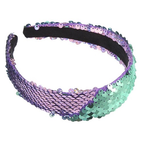 Unique Bargains Women's Sparkle Sequins Headbands Purple Green 1 Pc - image 1 of 4