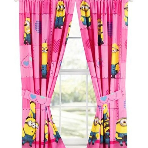 4pc Minions Curtain Set Way 2 Cute Window Panels And Tie Backs Despicable Me Target