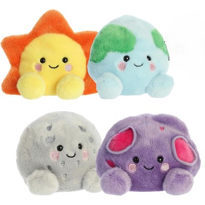 Aurora Palm Pals Plush - Space Astronomy Bundle: Eve Earth, Rae Sun, Celene Moon, and Cal Meteor, 4-Pack