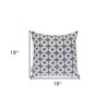 HomeRoots 18" Beige and Blue Geometric Cotton Throw Pillow - 3 of 4