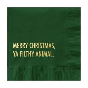 Pretty Alright Goods 20ct 'Merry Christmas, Ya Filthy Animal' Cocktail Napkins - 1 of 3