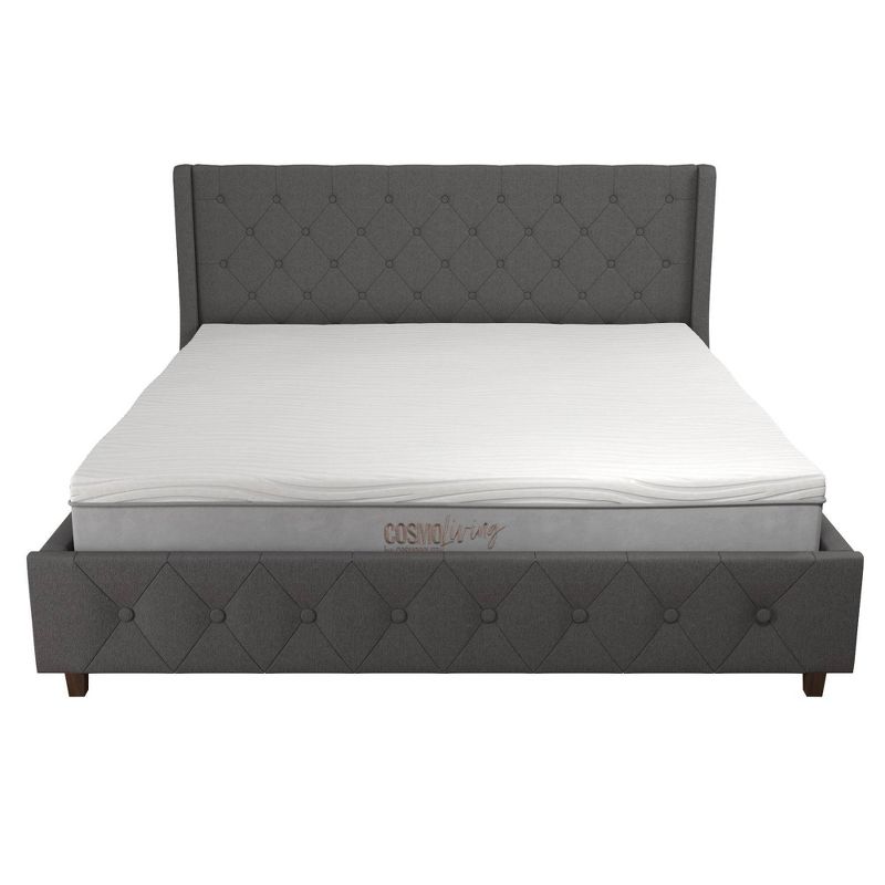 King Mercer Linen Upholstered Bed Light Gray - CosmoLiving by Cosmopolitan, 1 of 16