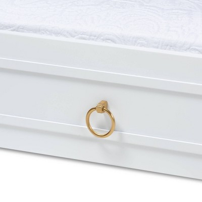 Mariana White Wood Twin Trundle Bed with Drawer